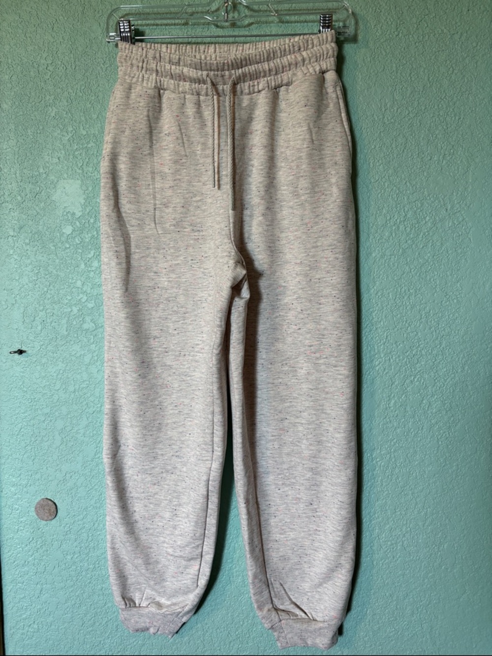 Mondetta Speckled White Youth Jogger Girls Medium 10/12 Like New
